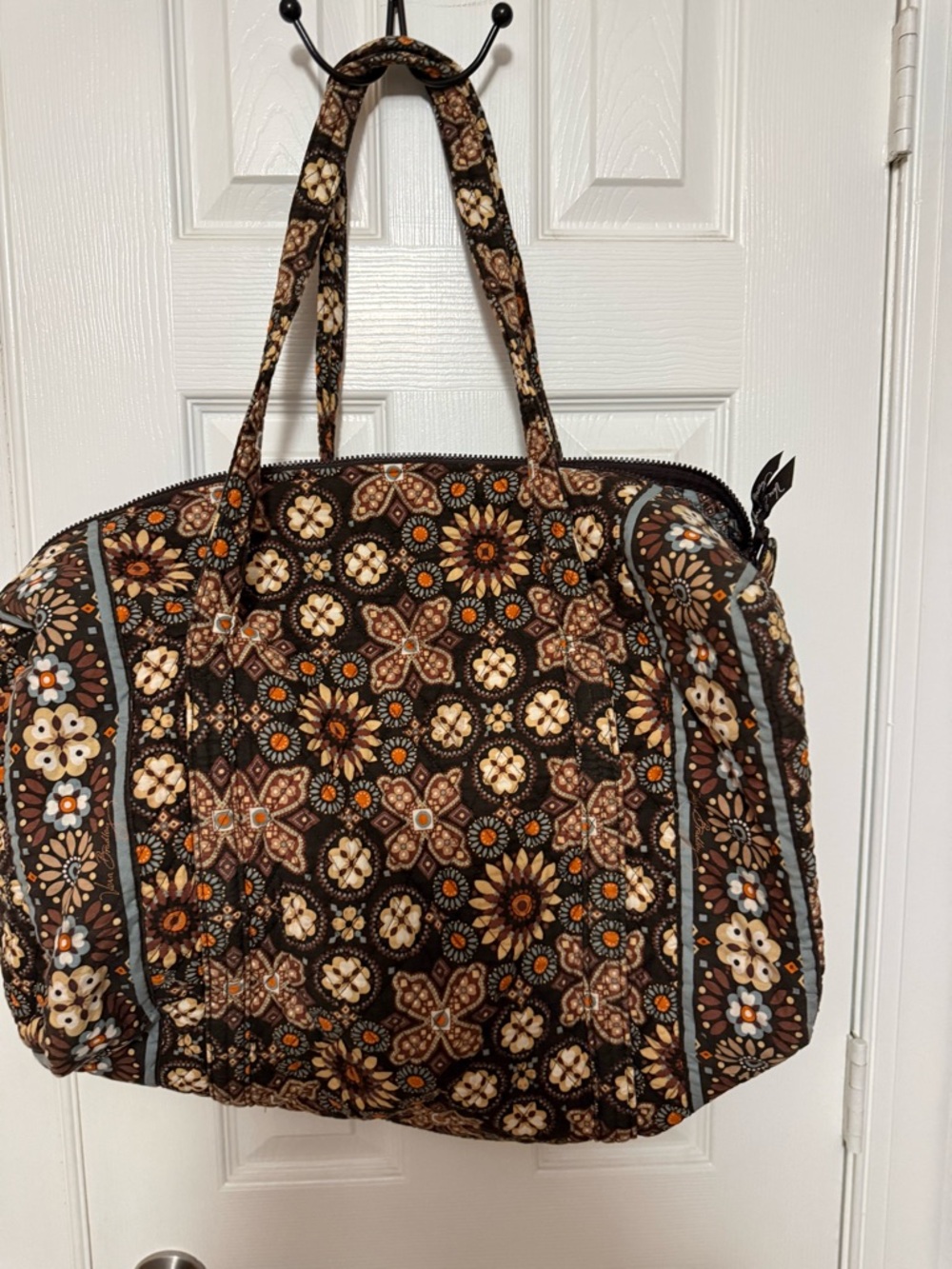 Vera Bradley Brown Floral Quilted Travel Tote